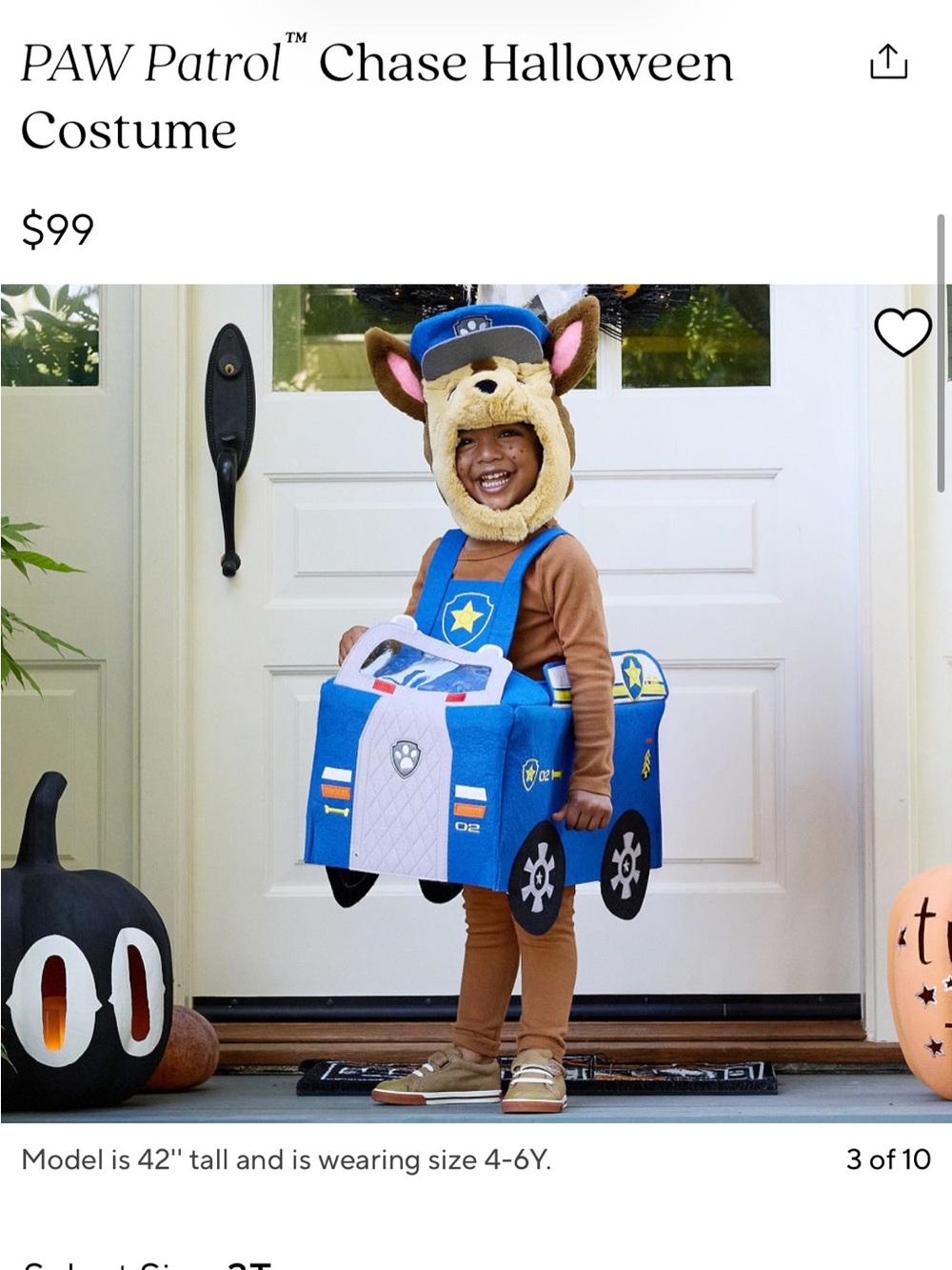 Blue Police Pup Kids Costume. BODY ONLY